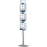 6 cases A4, porte-logo, acier argent Présentoir documentation double face EUROPEL - Présentoir documentation EUROPEL double face, 6 bacs A4 et porte-logo