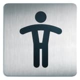 Inox brossé, carrée 150 x 150 mm Plaque WC hommes 4954 DURABLE - Plaque WC hommes DURABLE 4954 carrée en inox brossé, silhouette noire