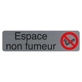 Aspect aluminium brossé, 165 x 44 mm Plaque Espace non fumeur adhésive 67174E EXACOMPTA - Plaque adhésive Espace non fumeur EXACOMPTA 67174E, cigarette barrée rouge