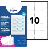 54 x 90 mm, 200 cartes Carte badge imprimable AVERY - Emballage des cartes badge imprimables AVERY L4727-20 et gabarit de la planche