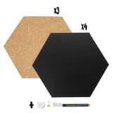 Lot de 7 hexagones, 4 ardoises et 3 liège Tableau craie et liège SILHOUETTE SECURIT - Set ardoises et liège Securit SILHOUETTE hexagones, avec ses pastilles de fixation et son feutre-craie