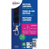 Clip de sécurité, 440 x 15 mm, lot de 10, noir Lanière badge en PET recyclé AVERY - Étui de 10 lanières badge AVERY en PET recyclé, noir