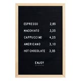Feutre, cadre en bois massif, 400 x 600 mm Letter board SECURIT - Letter board Securit en feutre à cadre en bois massif, 400 x 600 mm, avec un menu de café