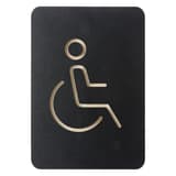 Plaque accès handicapés EUROPEL 421037, fauteuil roulant fraisé dans le contreplaqué noir