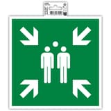 Panneau point de rassemblement EXACOMPTA 67005E, flèches et personnages blancs sur fond vert