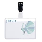Porte badge visiteur pavo à clip noir, insert imprimé