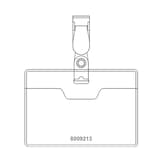 Clip plastique, 90 x 60 mm, avec inserts, lot de 25 Porte badge à face échancrée PAVO - Dessin du fabricant pavo : échancrure de la face avant