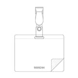 Clip plastique, 90 x 54 mm, sans plastifieuse, lot de 25 Porte badge autoplastifiant PAVO - Dessin du fabricant pavo : film autocollant qui se décolle pour refermer le badge