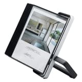 Pupitre de table djois VEO, cadre aluminium argent et poches A4 noires
