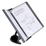 Pupitre de table djois 3D en métal noir, bras articulé, 10 poches A4 noires