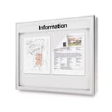 30 x 20 mm, noire, distributeur de 45 Pastille magnétique adhésive Takkis en distributeur MAGNETOPLAN - Documents fixés par des pastilles Takkis dans une vitrine d'affichage