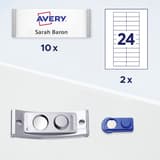 Set de 10 badges magnétiques polar AVERY 68 x 22 mm avec inserts et aimants