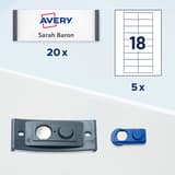 Set de 20 badges magnétiques polar AVERY anthracite avec inserts et aimants