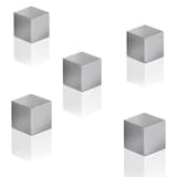 Cinq aimants néodyme cubes SuperDym sigel en aluminium anodisé gris argent