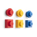 Sets d'aimants briques LEGO en rouge, jaune et bleu