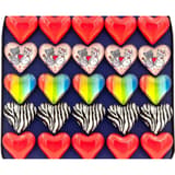 Tablette de 25 aimants cœurs en verre WEDO, quatre motifs
