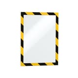Cadre adhésif de sécurité DURAFRAME SECURITY DURABLE A4 jaune et noir, vue de trois-quarts
