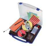 Valise d'animation FRANKEN MINI en plastique bleu, couvercle transparent