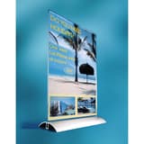 Présentoir de table DURABLE PRESENTER A4 sur fond bleu
