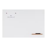 Tableau blanc Bi-Office LOOP avec aimants, feutre posé sur l'auget en bois