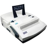 Perforelieur électrique DSB CB-3000 vu de trois quarts, guide papier relevé