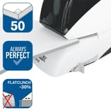 Agrafeuse électrique Rapid Supreme 5050E : 50 feuilles, agrafage à plat qui réduit l'épaisseur de 30 %.