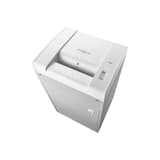 Vue de trois quarts du destructeur de documents DAHLE 719 Professional 0,8 x 4,7 mm, capot et panneau de commande