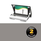 Perforelieuse FELLOWES Star +150 ouverte de face, document engagé, macaron garantie 2 ans