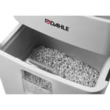 Destructeur DAHLE ShredMATIC 300 : corbeille ouverte remplie de papier détruit