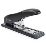 Agrafeuse grande capacité Rapesco ECO HD-100 noire, logo Germ-Savvy sur le capot et étiquette des agrafes sur le socle.