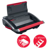 Perforelieuse manuelle à peignes plastiques, 25 feuilles CombBind CB25 GBC - Ouverte avec peigne de reliure et indication capacité 390 feuilles, reliure 6 à 45 mm