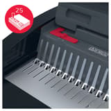 Perforelieuse électrique à peignes plastiques, 25 feuilles CombBind CB25E GBC - Gros plan capacité de perforation 25 feuilles