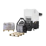 Combinaison destructeur-presse, coupe croisée P-2 Powerline SP 5088 10,5 x 40-76 mm HSM - Presse à balles à canal de la combinaison HSM Powerline SP 5088 et balles sur palettes