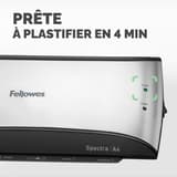 Voyants Ready et Power sur le capot de la plastifieuse à pochettes Fellowes Spectra A4