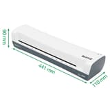 Cotes de la plastifieuse à pochettes Leitz iLAM Home A3 : 441 mm de large, 110 mm de profondeur, 90 mm de haut
