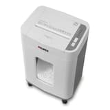 Destructeur coupe croisée P4 avec insertion papier automatique ShredMATIC 150 4 x 12 mm DAHLE — Destructeur Dahle ShredMATIC 150 en coupe croisée 4 x 12 mm, particules visibles dans le bac de 24 L par la fenêtre