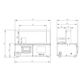 Banderoleuse de table, paquets jusqu'à 460 mm WK02-30 SUNPACK - Schéma coté de la banderoleuse SUNPACK WK02-30, dimensions de la machine et de l'arche