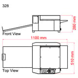 Raineuse micro-perforatrice semi-automatique 330 mm Gemini Lite 328 AUSJETECH - Plan coté de la raineuse Ausjetech Gemini Lite 328, 1 100 x 510 x 280 mm