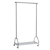 Vestiaire mobile, 40 cintres GROOM UNILUX - Vestiaire mobile UNILUX GROOM chromé sur roulettes, avec étagère basse