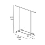 Vestiaire mobile, barre télescopique EXTEND UNILUX - Vestiaire mobile UNILUX EXTEND, dimensions réglables, 93 à 160 cm de haut, 90 à 150 cm de large