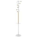 Portemanteau sur pied, 6 patères STUDIO UNILUX - Portemanteau sur pied UNILUX STUDIO, vue d'ensemble, blanc et hêtre