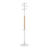 Portemanteau sur pied, 6 patères ACCESS blanc et hêtre UNILUX - Portemanteau sur pied UNILUX ACCESS blanc et hêtre, vue d'ensemble