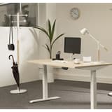 Portemanteau sur pied, 6 patères ACCESS blanc et hêtre UNILUX - Portemanteau sur pied UNILUX ACCESS blanc et hêtre, en situation dans un bureau