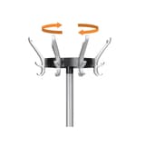 Portemanteau sur pied, 8 patères triples CYPRES gris métal UNILUX - Portemanteau sur pied UNILUX CYPRES gris métal, tête tournante, détail