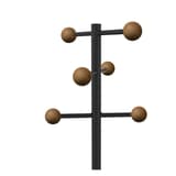 Portemanteau sur pied, 6 patères WELCOME noir et bois UNILUX - Portemanteau sur pied UNILUX WELCOME noir et bois, patères sphériques en bois, détail