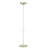 Portemanteau sur pied, 6 patères en hêtre AURORA blanc et vert lichen UNILUX - Portemanteau sur pied UNILUX AURORA blanc et vert lichen, vue d'ensemble
