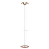 Portemanteau sur pied, 6 patères en hêtre AURORA blanc et brique UNILUX - Portemanteau sur pied UNILUX AURORA blanc et brique, vue d'ensemble
