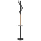 Portemanteau sur pied, 6 patères CALIFORNIA noir et bois UNILUX - Portemanteau sur pied UNILUX CALIFORNIA noir et bois, vue d'ensemble