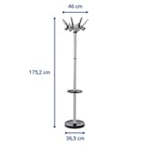 Portemanteau sur pied, 32 crochets caligo argent MAUL - Portemanteau sur pied MAULcaligo argent, dimensions