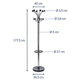 Portemanteau sur pied, 20 crochets nubis chrome MAUL - Portemanteau sur pied MAULnubis chrome, dimensions